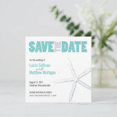 Save The Date Mariage turquoise de poisson Starfish Enregistrer (Debout devant)