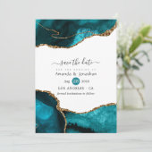 Save The Date Mariage Turquoise et Agate Dorée (Debout devant)