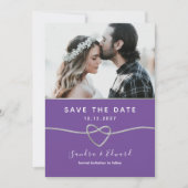 Save The Date Mariage turquoise et violet (Devant)