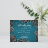 Save The Date Mariage turquoise Rose noir (Debout devant)