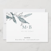 Save The Date Mariage Turquoise simple et élégant Monogramme Enr (Devant)