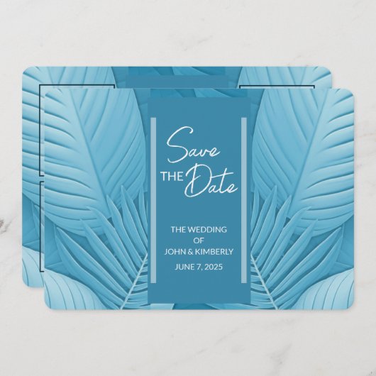 Save The Date Mariage Turquoise Tropical Enregistrer La Date Car (Devant / Derrière)