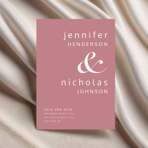 Save The Date Mariage Typographie Ampersand Moderne Rose Poussié