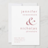 Save The Date Mariage Typographie Ampersand Rose Poussiéreuse Mo (Devant)