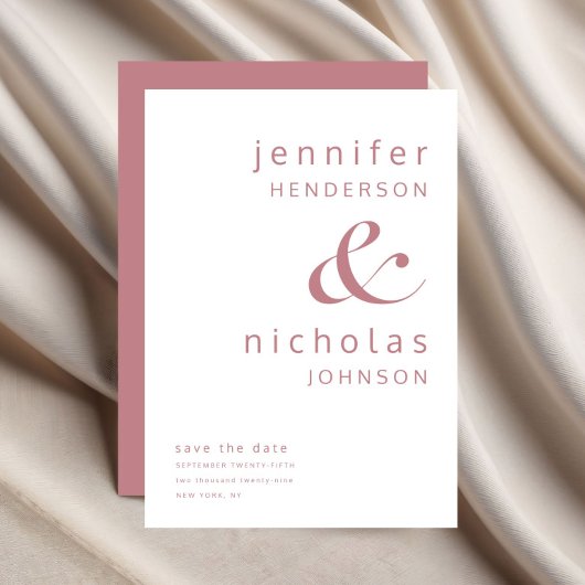 Save The Date Mariage Typographie Ampersand Rose Poussiéreuse Mo