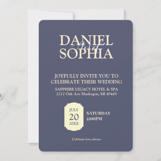 Save The Date Mariage Typographie Élégante Classique  (Devant)