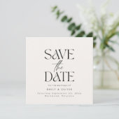 Save The Date Mariage typographie moderne audacieuse crème noir  (Debout devant)
