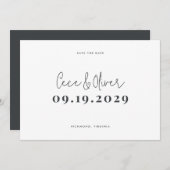 Save The Date Mariage typographie moderne élégante simple à la  (Devant / Derrière)