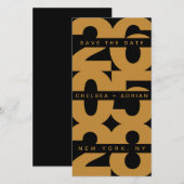 Save The Date Mariage Typographie Or Noir Gras (Devant / Derrière)