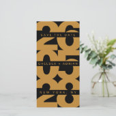 Save The Date Mariage Typographie Or Noir Gras (Debout devant)