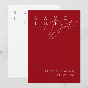 Save The Date Mariage Typographie Rouge Grenat Moderne Enregistr