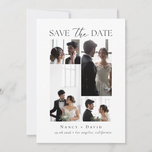 Save The Date Mariage Typographie Script Collage de Photos (Devant)