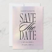 Save The Date Mariage Typographie Script Holographique (Devant)