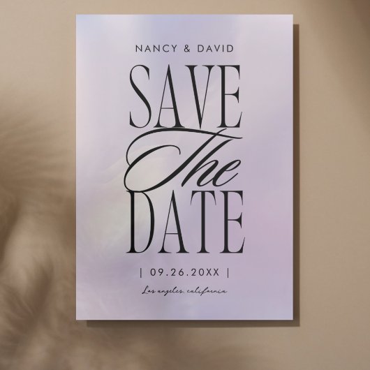 Save The Date Mariage Typographie Script Holographique