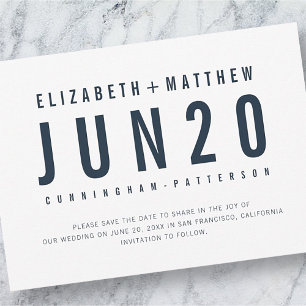 Save The Date Mariage Typographique Moderne et Minimaliste