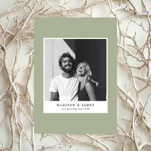 Save The Date Mariage ultra minimal casual photo vert sauge