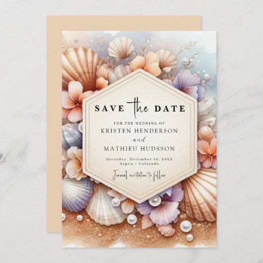 Save The Date Mariage unique à Boho Beach (Devant / Derrière)