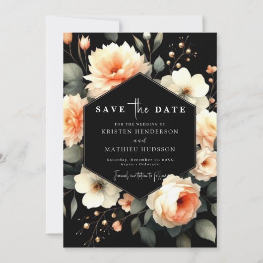 Save The Date Mariage unique couleur aquarelle (Devant)