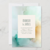 Save The Date Mariage Unique Moderne Abstrait Bleu Vert Orange (Devant)