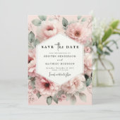Save The Date Mariage unique rose rose élégant (Debout devant)