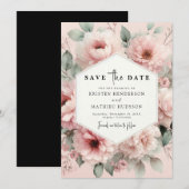 Save The Date Mariage unique rose rose élégant (Devant / Derrière)