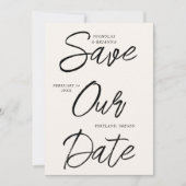 Save The Date Mariage Unique Typographie Noir Brosse Non Photo (Devant)