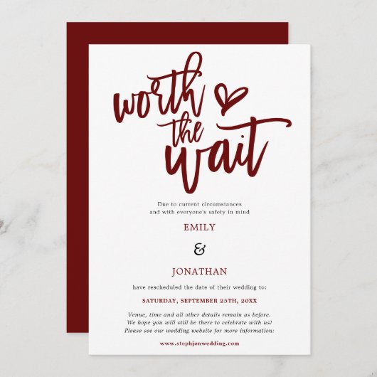 Save The Date Mariage vaut le script d'attente Bourgogne (Devant / Derrière)