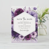 Save The Date Mariage végétal minimaliste Boho violet (Debout devant)