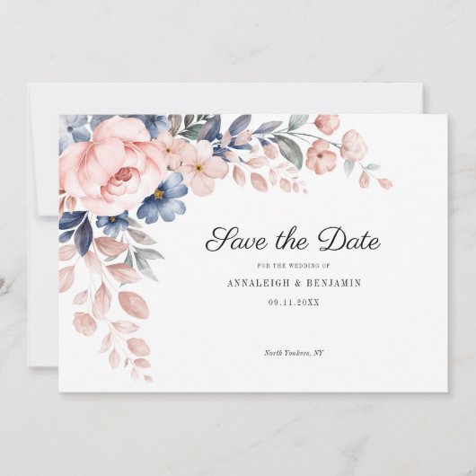 Save The Date Mariage végétal rose (Devant)