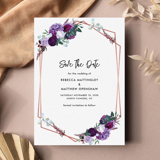 Save The Date Mariage végétal violet floral