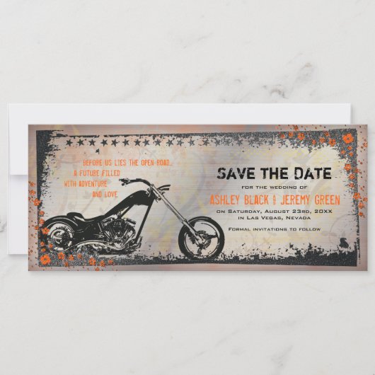 Save The Date Mariage vélo ou moto Enregistrer la date (Devant)