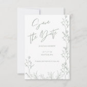 Save The Date Mariage vert blanc et saga (Devant)