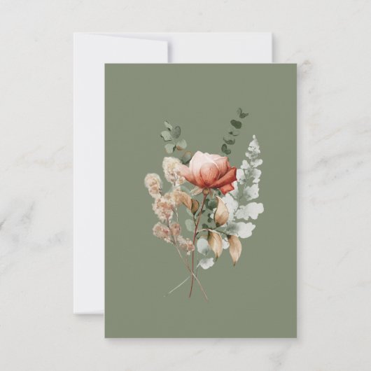 Save The Date Mariage vert Boho Peach & Rust Floral Sage (Dos)