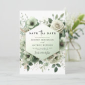 Save The Date Mariage vert chic et modifiable (Debout devant)