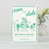 Save The Date Mariage vert combiné (Debout devant)
