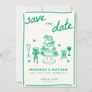 Save The Date Mariage vert combiné