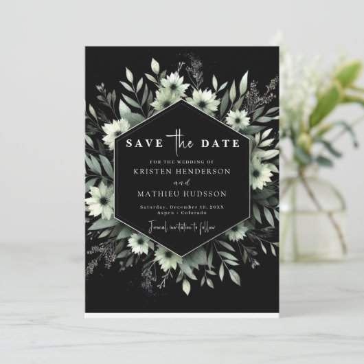 Save The Date Mariage vert de couleur d'eau minimale unique (Debout devant)