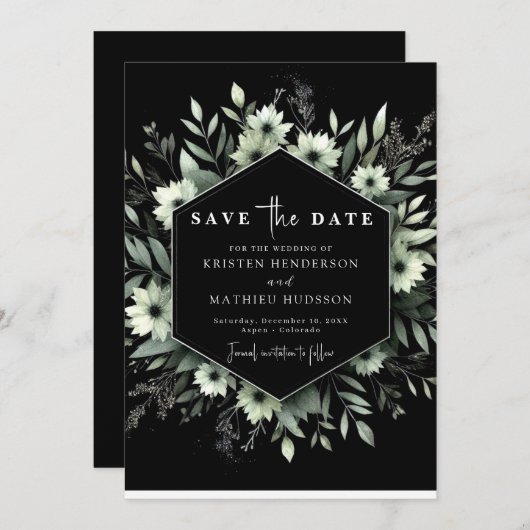 Save The Date Mariage vert de couleur d'eau minimale unique (Devant / Derrière)