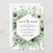 Save The Date Mariage vert de la couleur d'eau géante (Devant / Derrière)