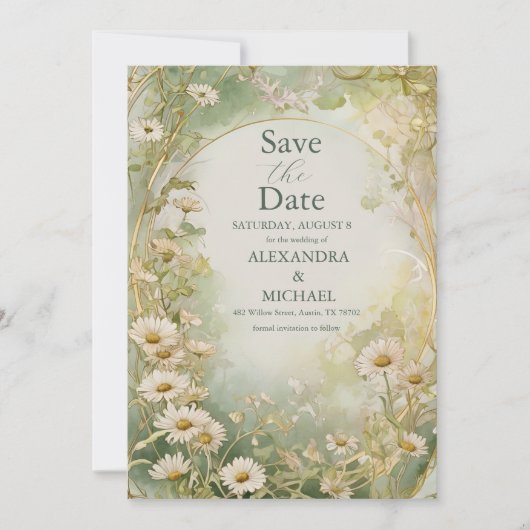 Save The Date Mariage vert d'ivoire (Devant)