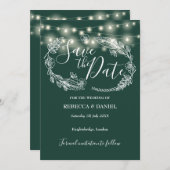 Save The Date Mariage vert émeraude floral (Devant / Derrière)