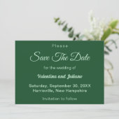 Save The Date Mariage vert Émeraude Monochrome Enregistrer La Da (Debout devant)