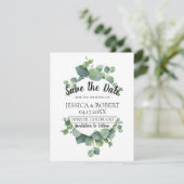Save The Date Mariage vert Eucalyptus Enregistrer la date (Debout devant)