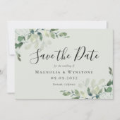 Save The Date Mariage vert Eucalyptus Sage (Devant)