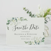 Save The Date Mariage vert Eucalyptus Sage (Debout devant)