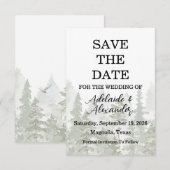 Save The Date Mariage Vert Forêt Bois Rustique  (Devant / Derrière)