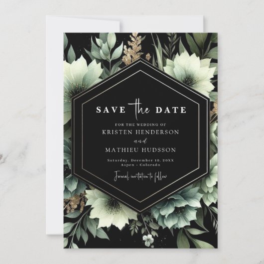Save The Date Mariage vert minimaliste Rustique (Devant)