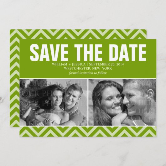 Save The Date Mariage vert moderne Enregistrer la date (Devant / Derrière)