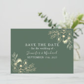 Save The Date Mariage Vert Olive Romantique Épargnez la Date (Debout devant)