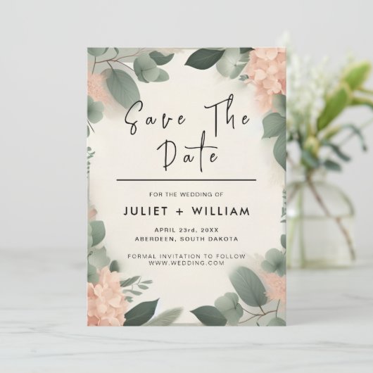 Save The Date Mariage vert Pastel Peach Mint Moss Sage (Debout devant)